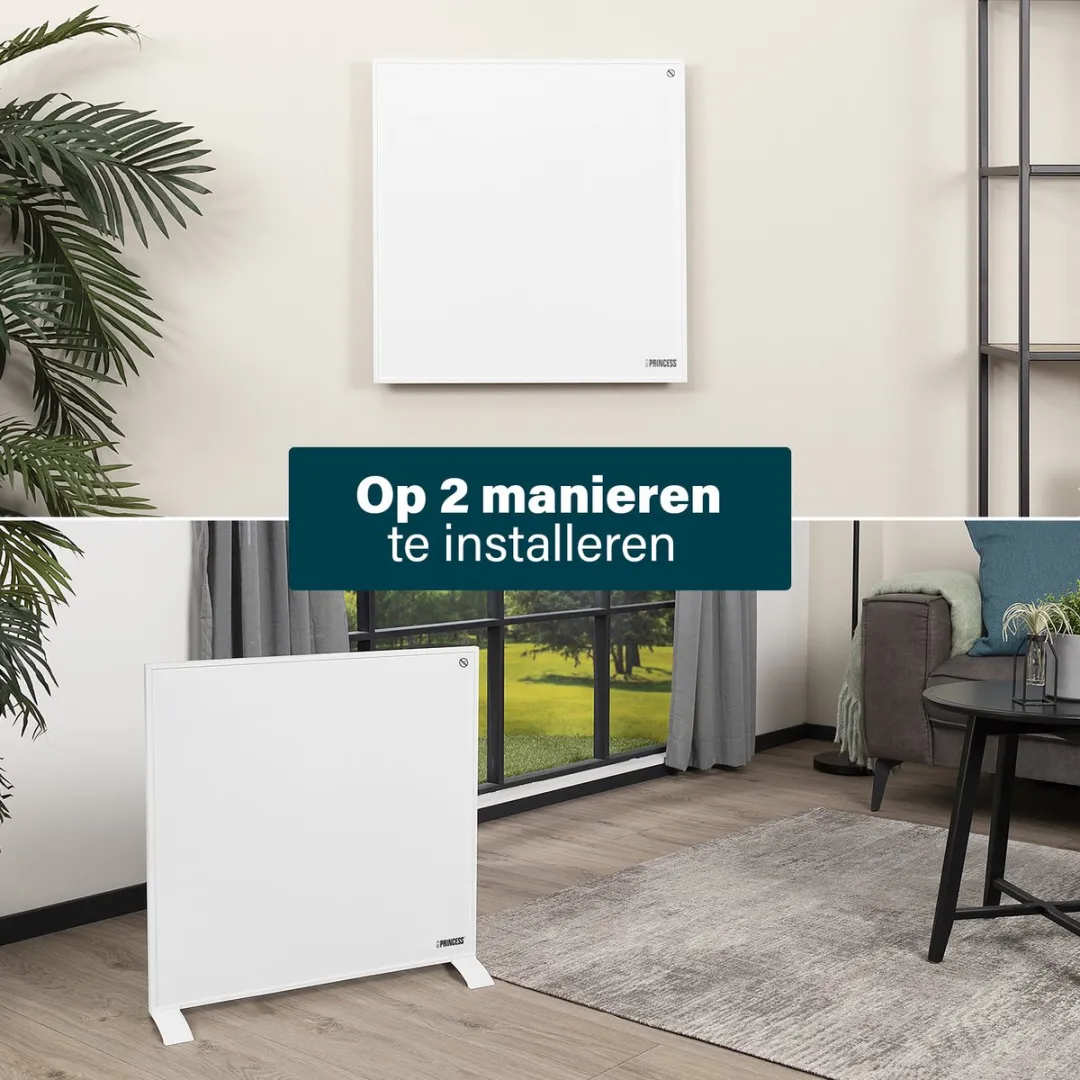 Infrarood paneel – Princess Elektrische kachel 350W – 60 x 60cm - Infrarood kachel - Infrarood Verwarmingspaneel 348035 – Inclusief mobiele app - WiFi - Smart- met App - Vrijstaand/Wandmontage - Energiezuinig - Infrarood paneel verplaatsbaar - Wit