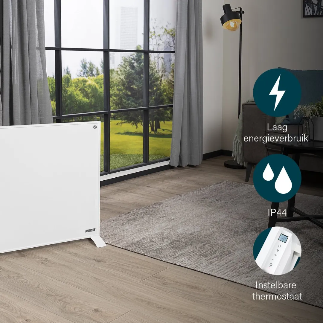Infrarood paneel – Princess Elektrische kachel 350W – 60 x 60cm - Infrarood kachel - Infrarood Verwarmingspaneel 348035 – Inclusief mobiele app - WiFi - Smart- met App - Vrijstaand/Wandmontage - Energiezuinig - Infrarood paneel verplaatsbaar - Wit