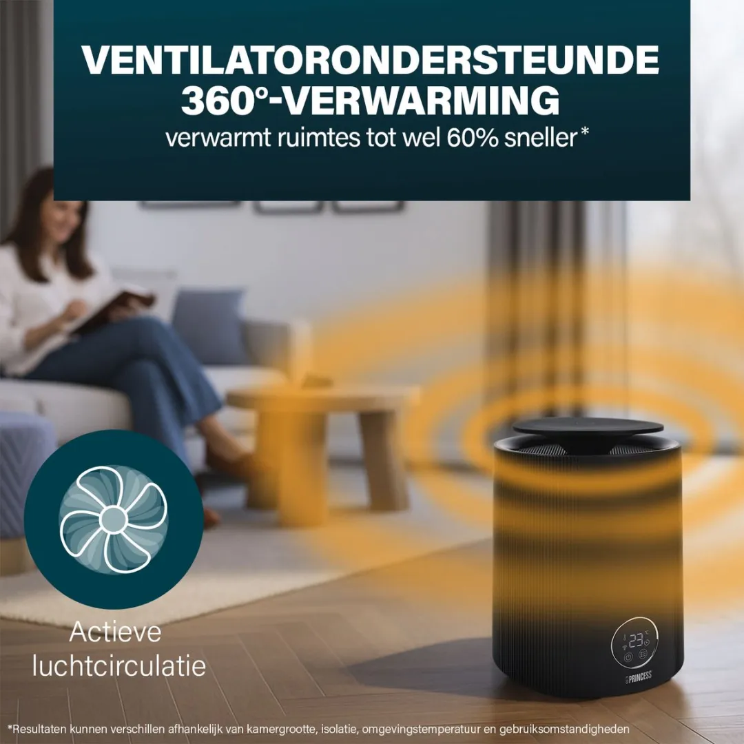 Princess 01.348360.01.001 Keramische Smart Kachel - 2000W - Zwart