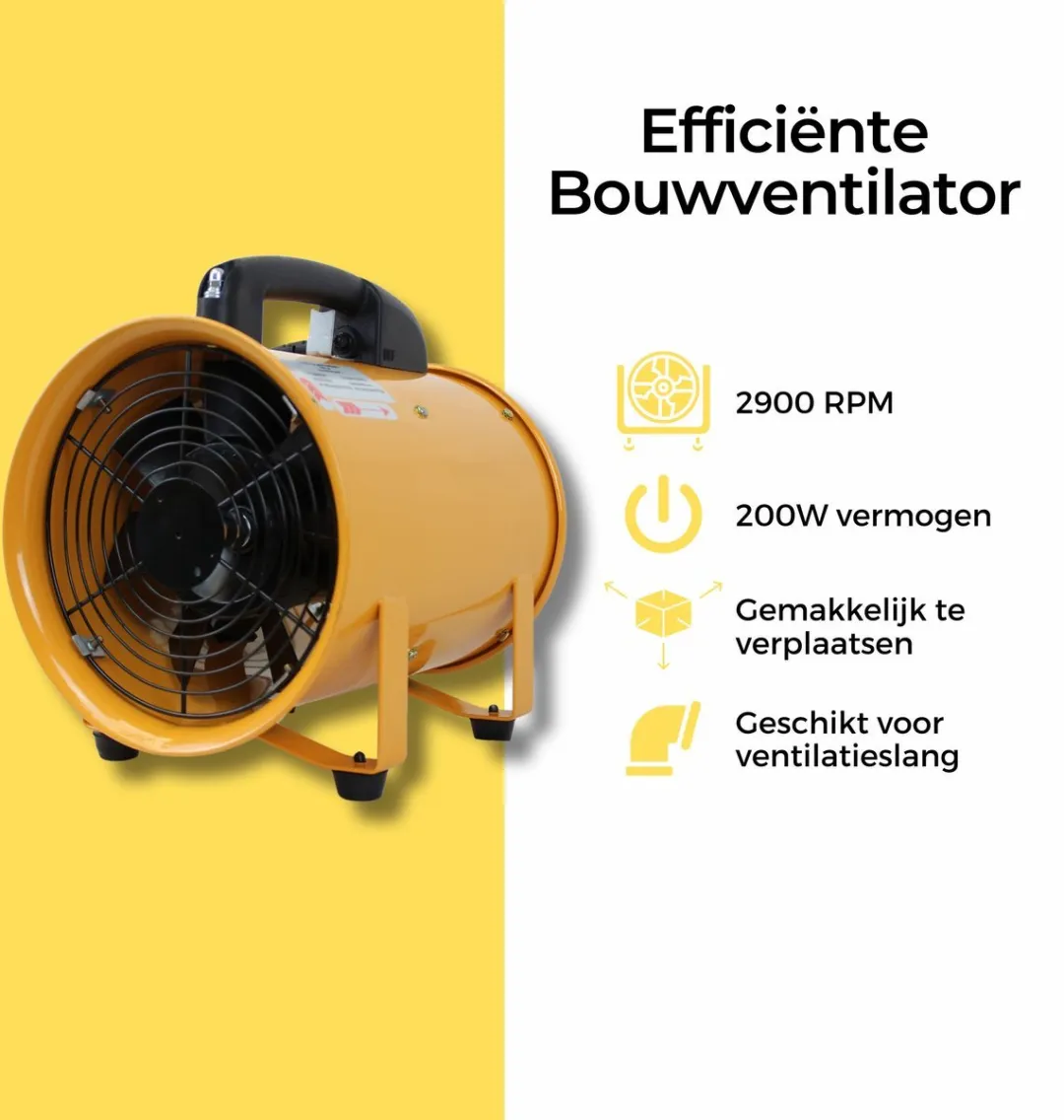 TETRA TEF 221 Bouwventilator 50W - Ø20cm Geel