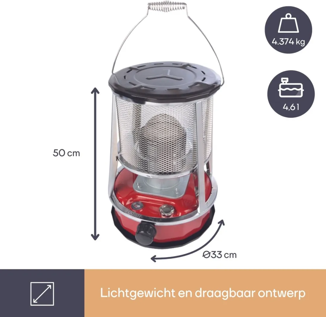 Perel TC84100N Draagbare Petroleumkachel 2600W - Rood