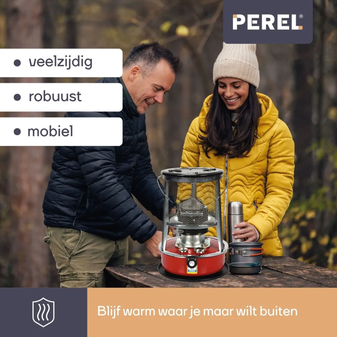 Perel TC84100N Draagbare Petroleumkachel 2600W - Rood