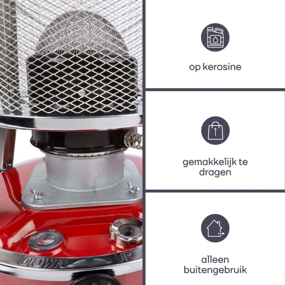 Perel TC84100N Draagbare Petroleumkachel 2600W - Rood
