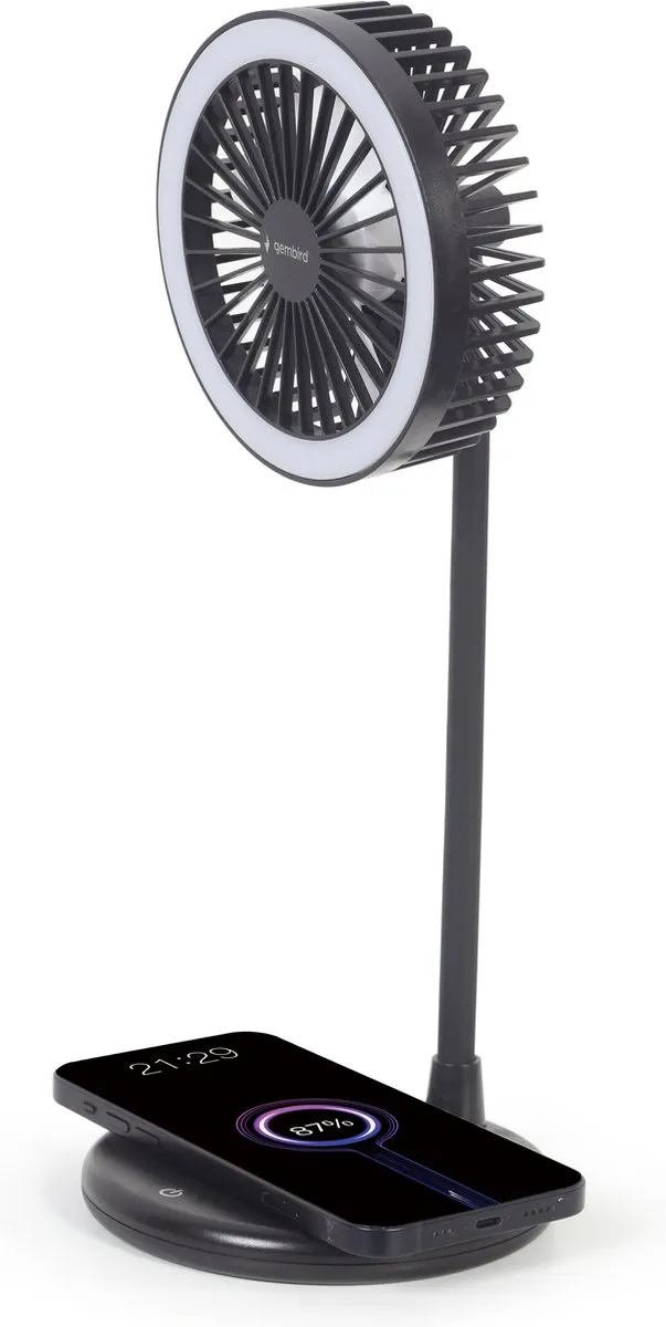 Gembird TA-WPC10-LEDFAN-01 3-in-1 Ventilator - 15.3W - 3 standen - Zwart
