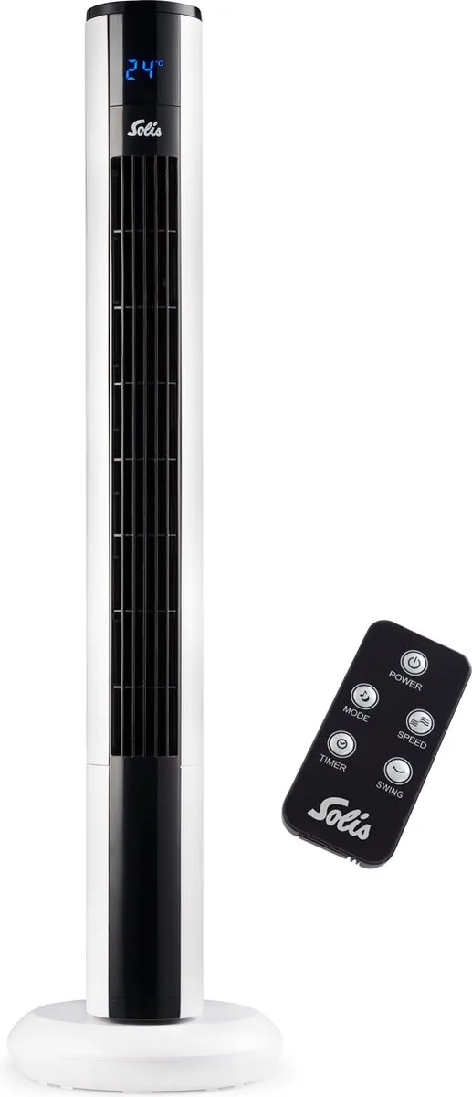 Solis Easy Breezy 757 Torenventilator - Ventilator Staand met Afstandsbediening - Timerfunctie - 37,5 dB - 91 cm Hoog - Kolomventilator - Wit