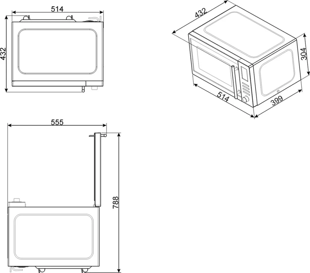 Smeg MOE25B magnetron Grijs Grill-magnetron Aanrecht 25 l 900 W