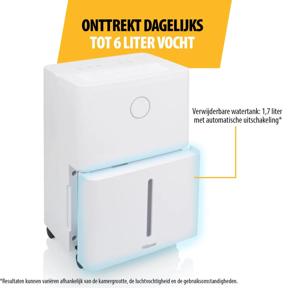 Tristar DH-5396 Luchtontvochtiger 150W - 3,7L Reservoir - Wit