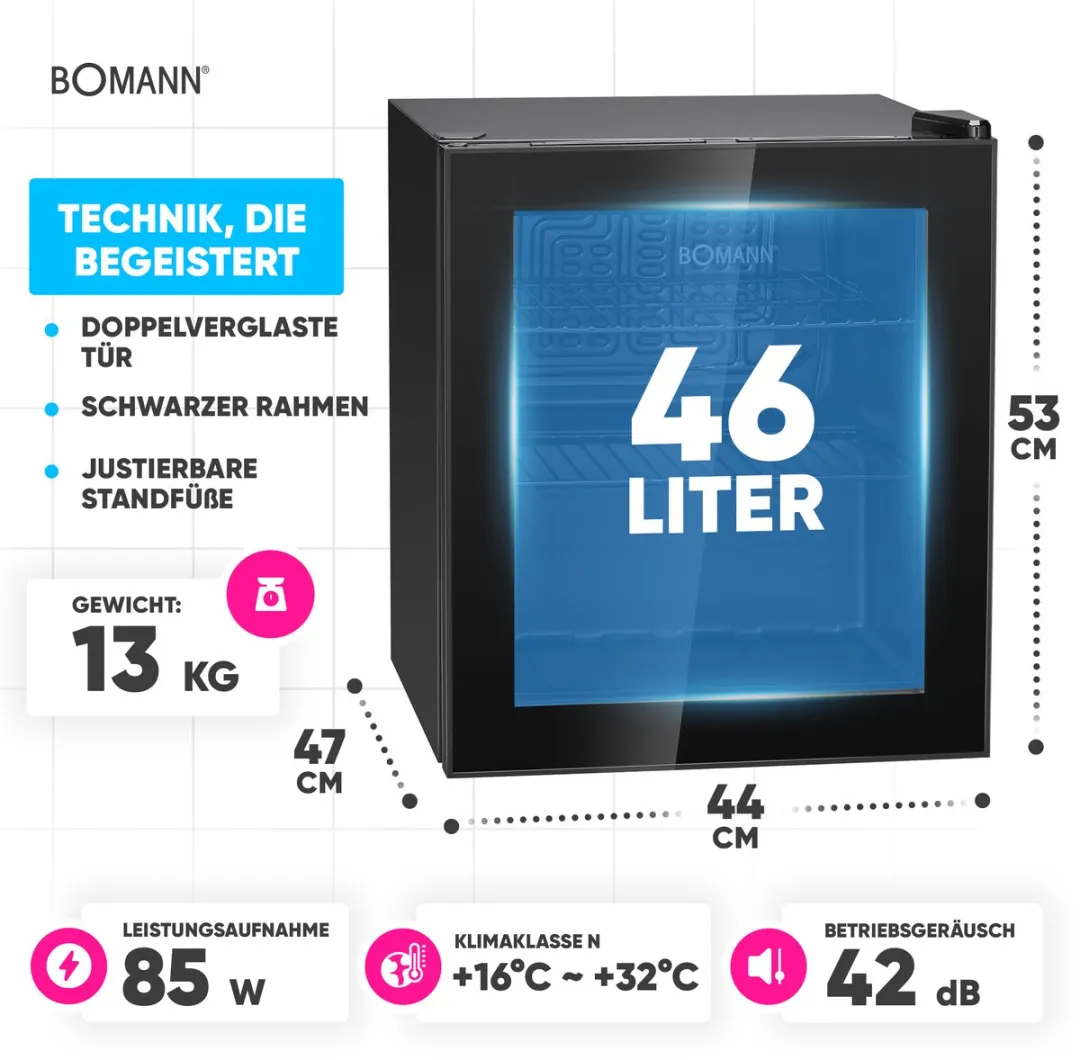 Bomann KSG 7291 Barmodel Koelkast 46L - Zwart