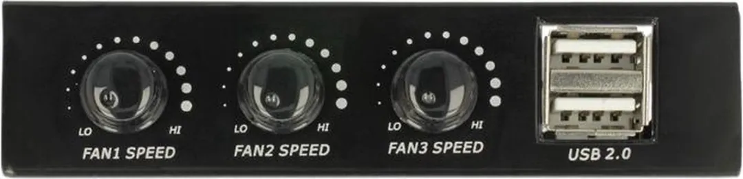 3.5 ″ voorpaneel> 2 x USB 2.0 en ventilatorbesturing