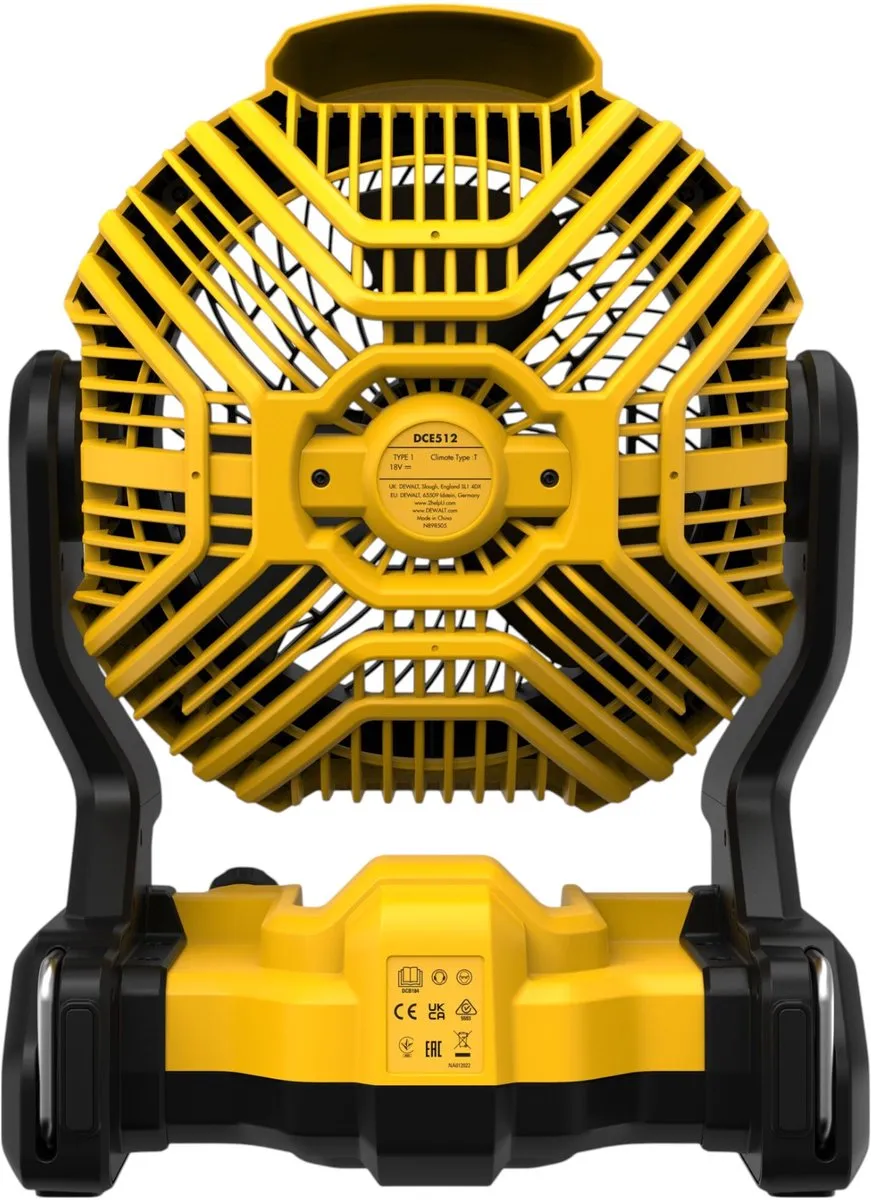 DeWALT DCE512N Accu Ventilator 18V - 17,6 cm - Geel/Zwart