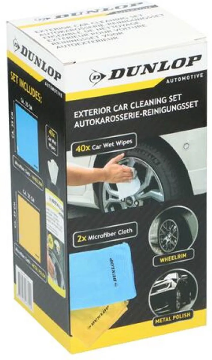 Dunlop Autoreinigingset - 2x Microvezeldoek & 40x Vochtige Doekjes - Multi - afbeelding 4 van 4
