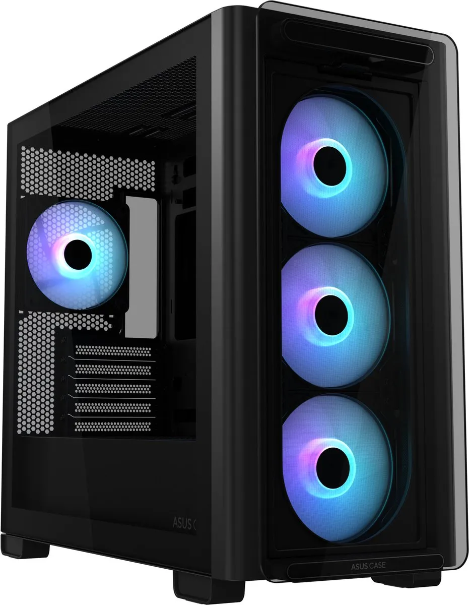 ASUS A23 PLUS TG ARGB Gehaktbak - 5 Ventilatoren - Zwart