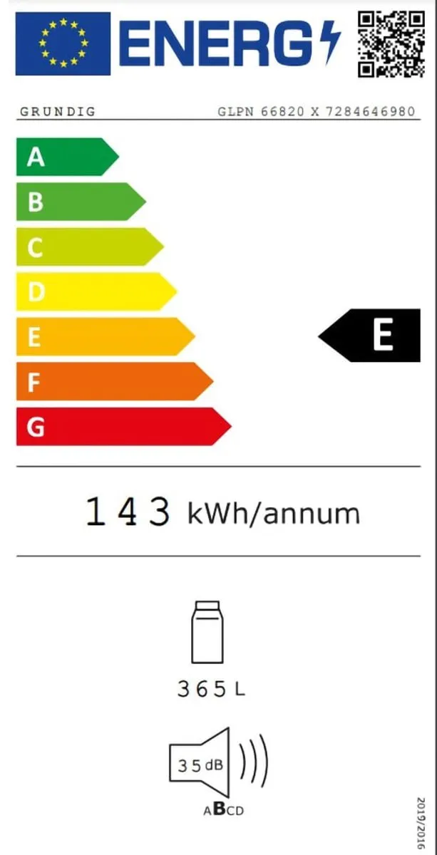 Grundig GLPN66820X Koelkast 365L - 186cm RVS - afbeelding 2 van 4