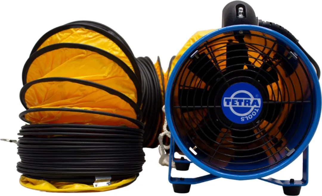 TETRA TEF 221 Bouwventilator - 50W - Ø20cm - Blauw/Oranje