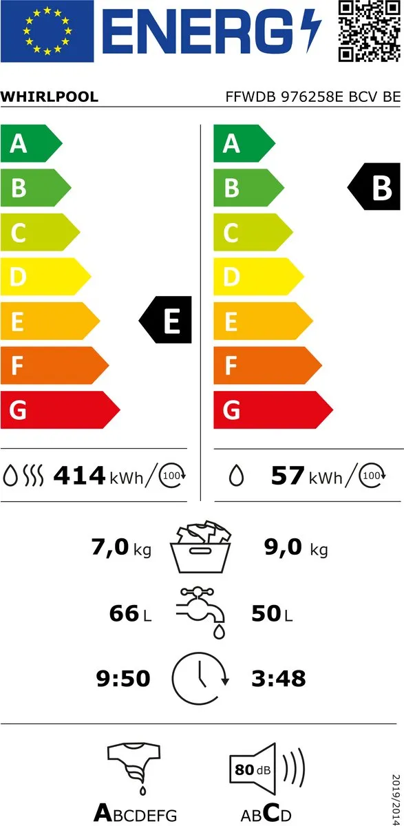 Whirlpool FFWDB 976258E Wasdroger 7 kg - Wit