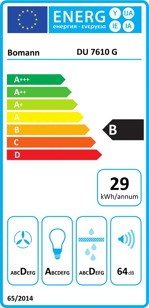 Bomann DU 7610 G Afzuigkap 60cm - 316m³/u