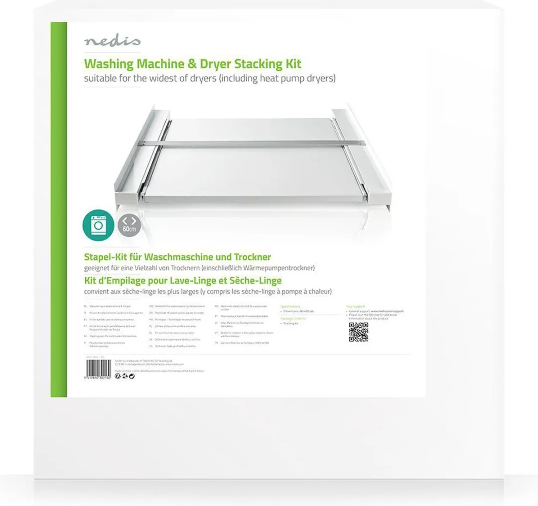 Nedis WASK130WT Stapelkit Wasmachine & Droger - Wit