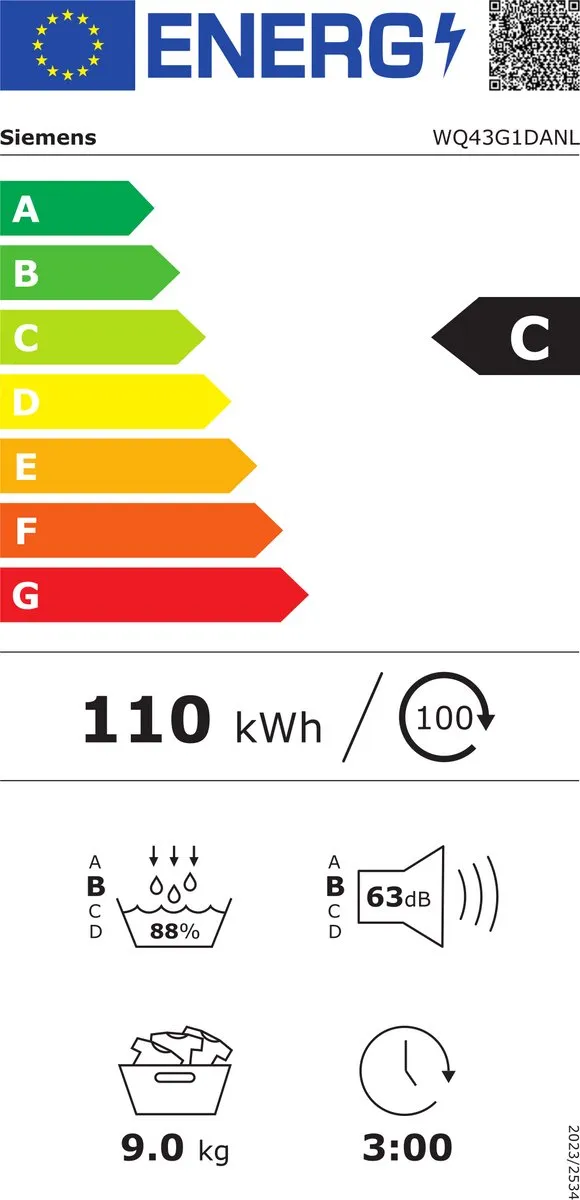 Siemens iQ500 WQ43G1DANL Warmtepompdroger 9kg - Liquid Chrome Matt/Zwart