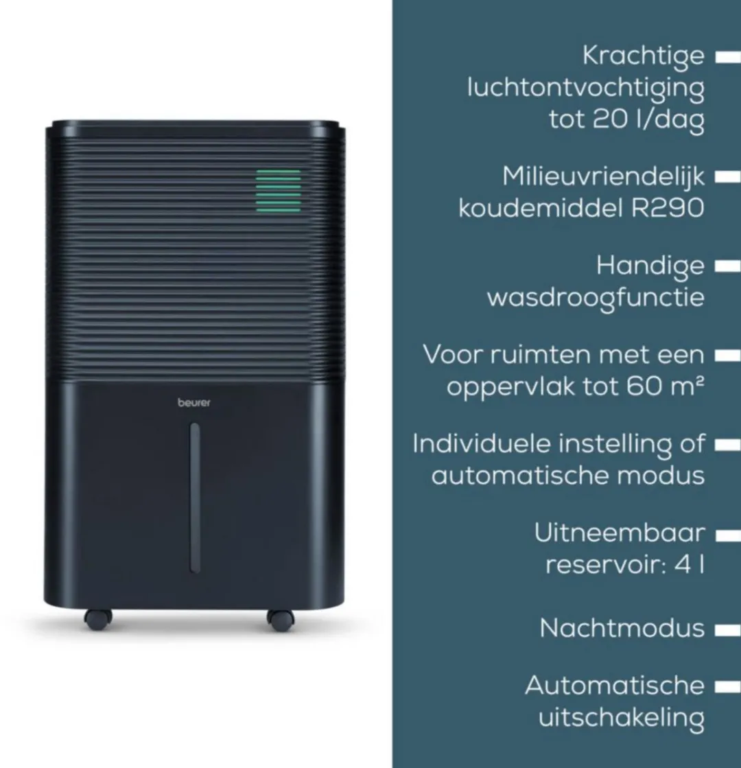 Beurer LE 250 Luchtontvochtiger 4L - 330W - 60 m² - Zwart