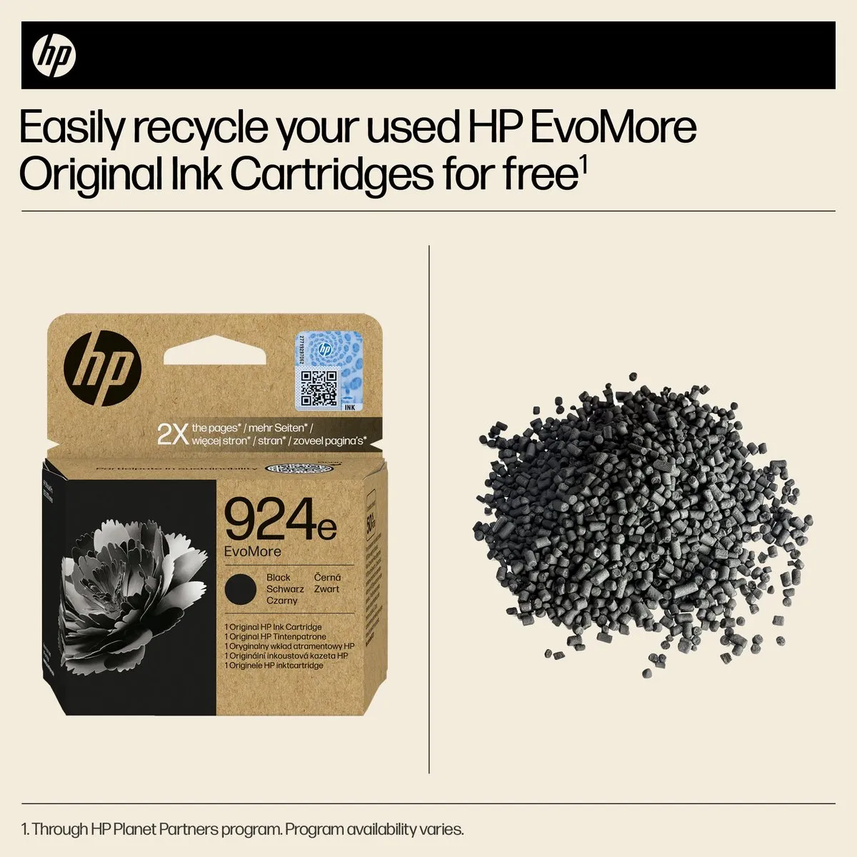 HP 4K0V0NE 924XL Inktcartridge - Zwart - 1000 pagina's