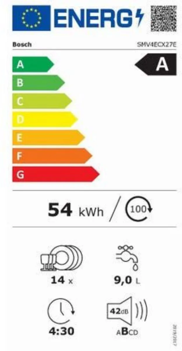 Bosch SMV4ECX27E Volledig Geïntegreerde Vaatwasser 14 Couverts - Energieklasse A