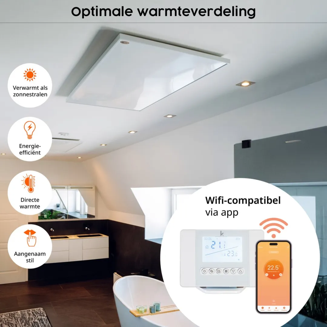 Könighaus M-Serie Smart Infrarood Verwarmingspaneel 600W - Plafond - Wit