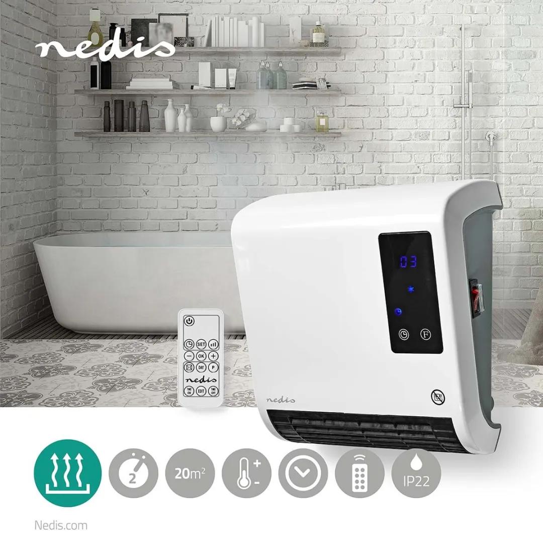 Nedis HTBA20WT Badkamerverwarming 2000W - Wit - afbeelding 6 van 6