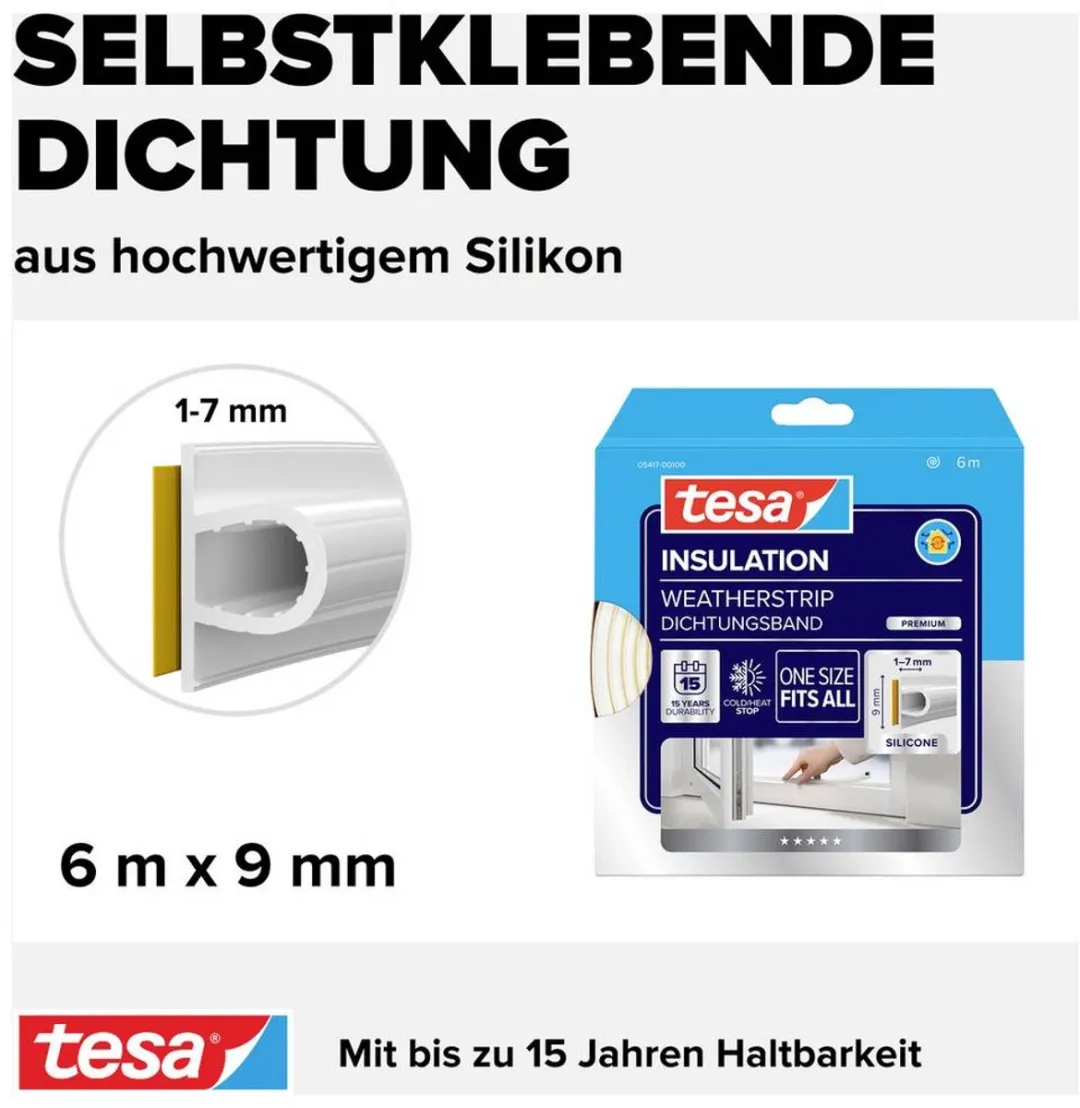 Tesa Tesamoll Premium Flexible Silicone Pakkingen 6m - Wit