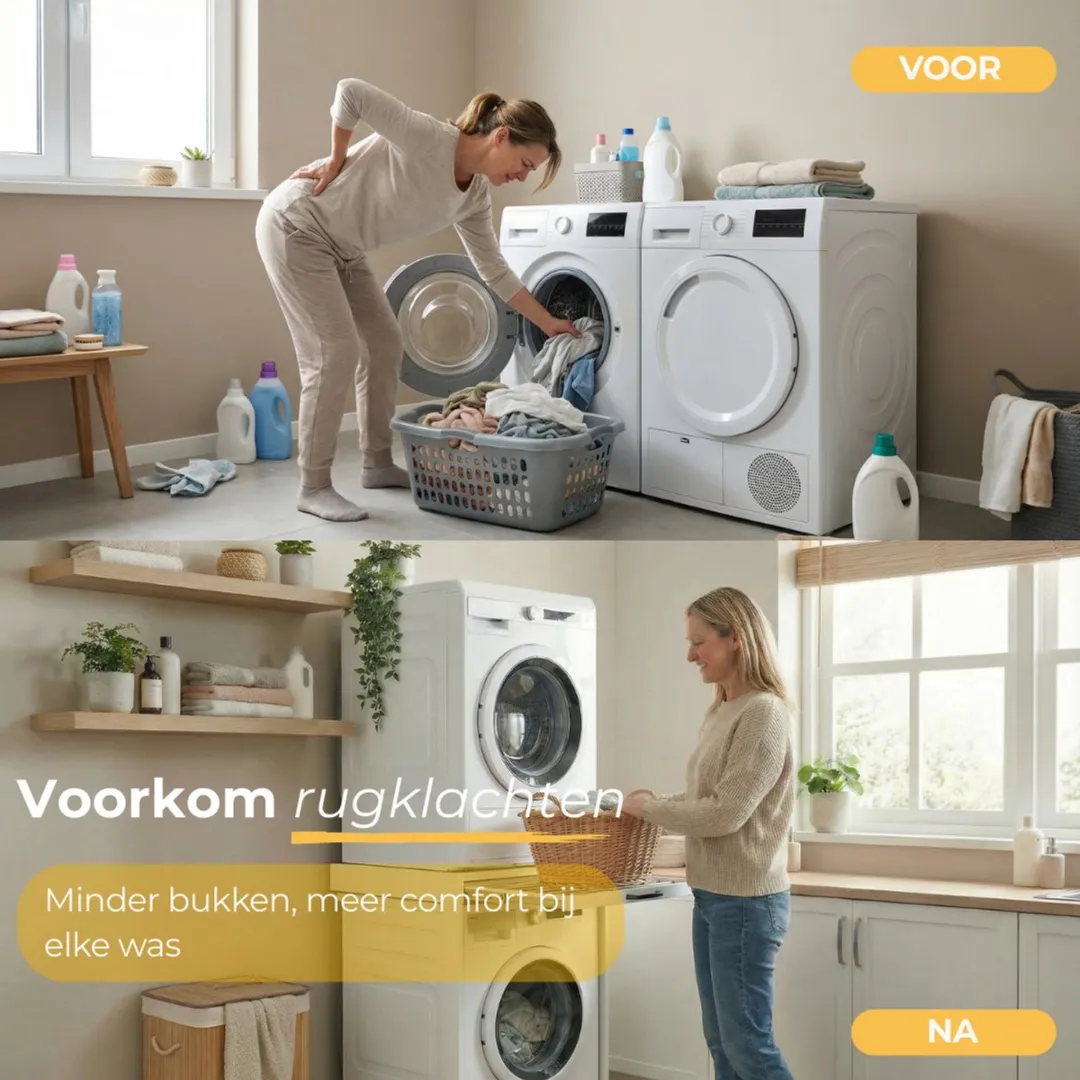 Morelia M1090 Tussenstuk Wasmachine/Droger - Met Droogrek - 2 Stuks