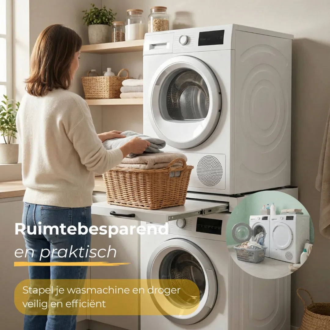 Morelia M1090 Tussenstuk Wasmachine/Droger - Met Droogrek - 2 Stuks