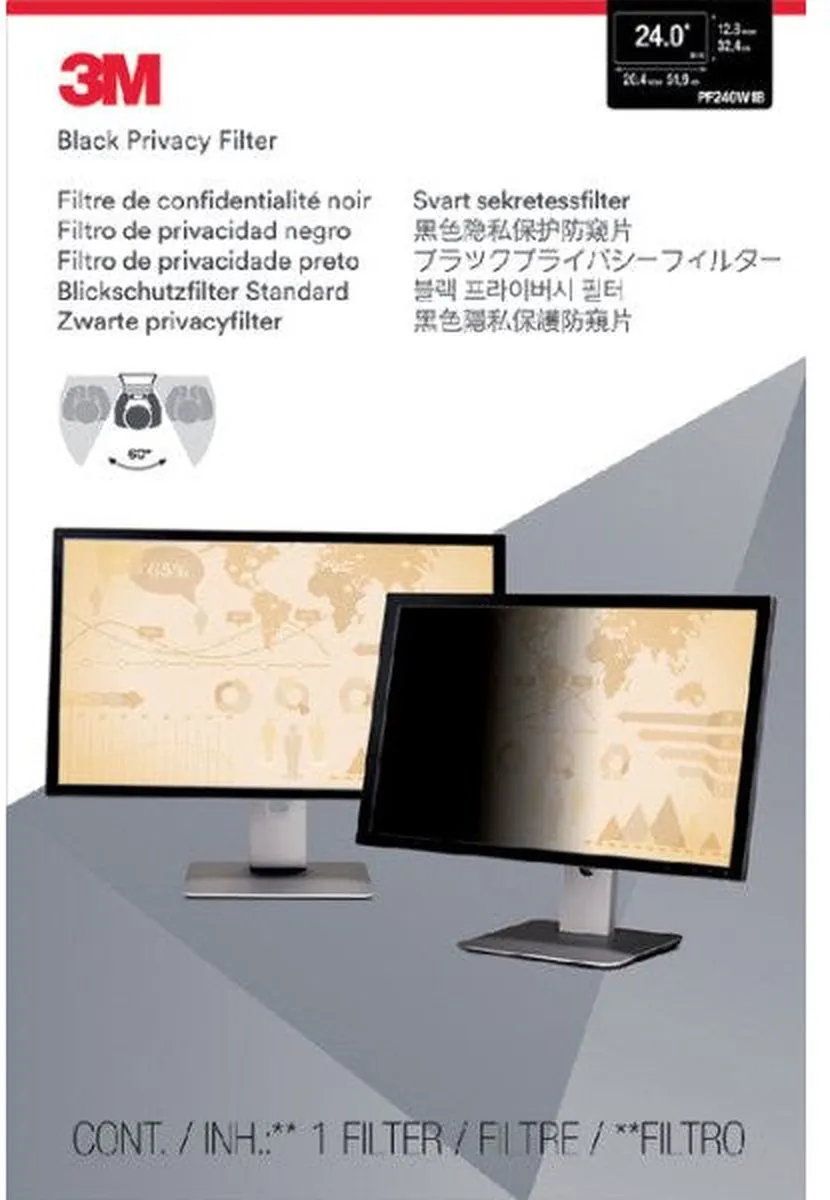 3M Privacyfilter for 24" Monitors 16:10 - Privacy-filter voor scherm - 24" breed - zwart