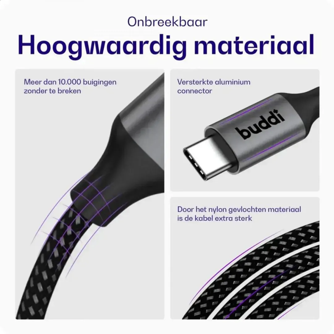 Buddi Way Universele Telefoonhouder Auto CD-Speler - 45W Autolader USB-A+C - 60W USB-C Kabel 1m