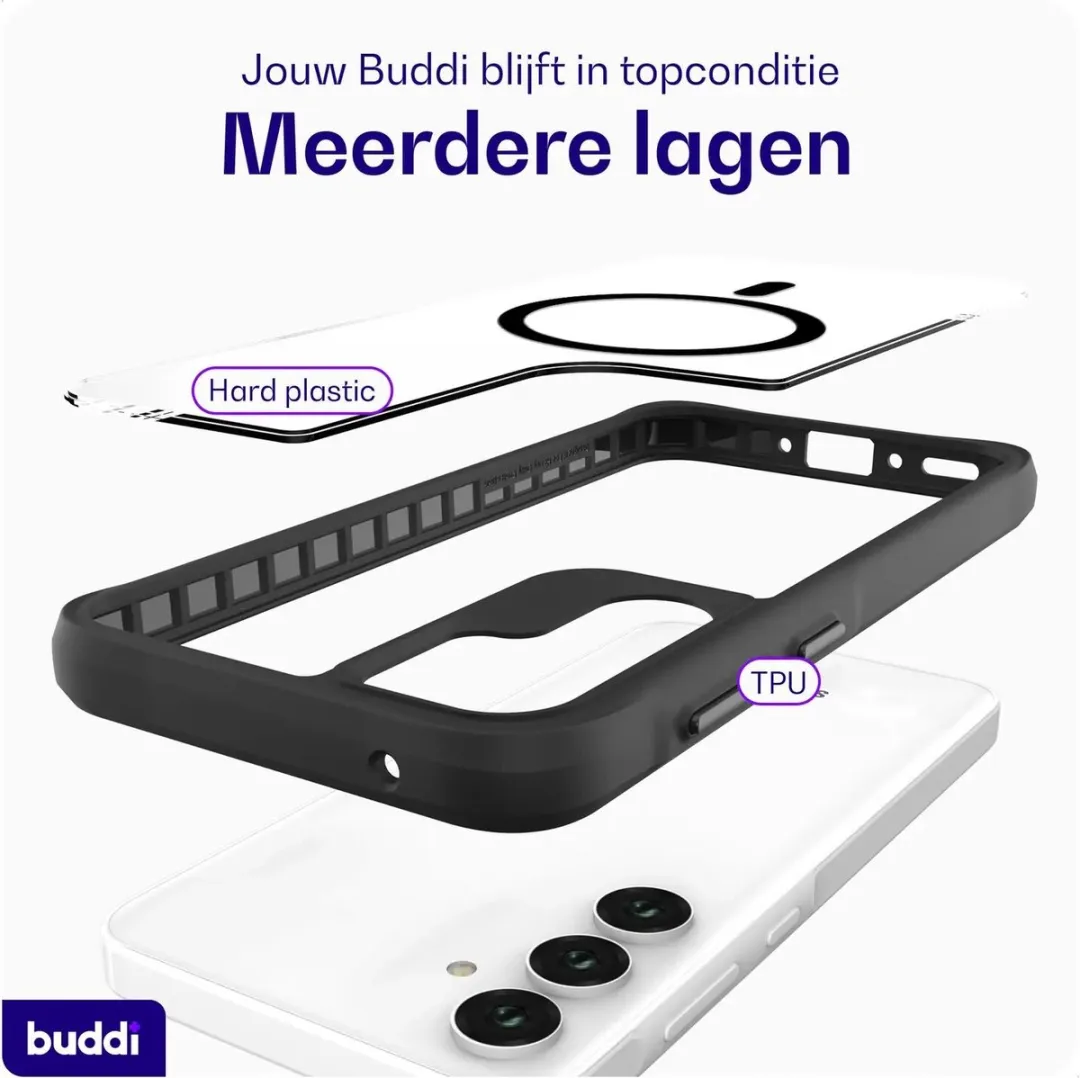 Buddi Hybrid Hoesje Samsung Galaxy A17 - MagSafe - Transparant Zwart