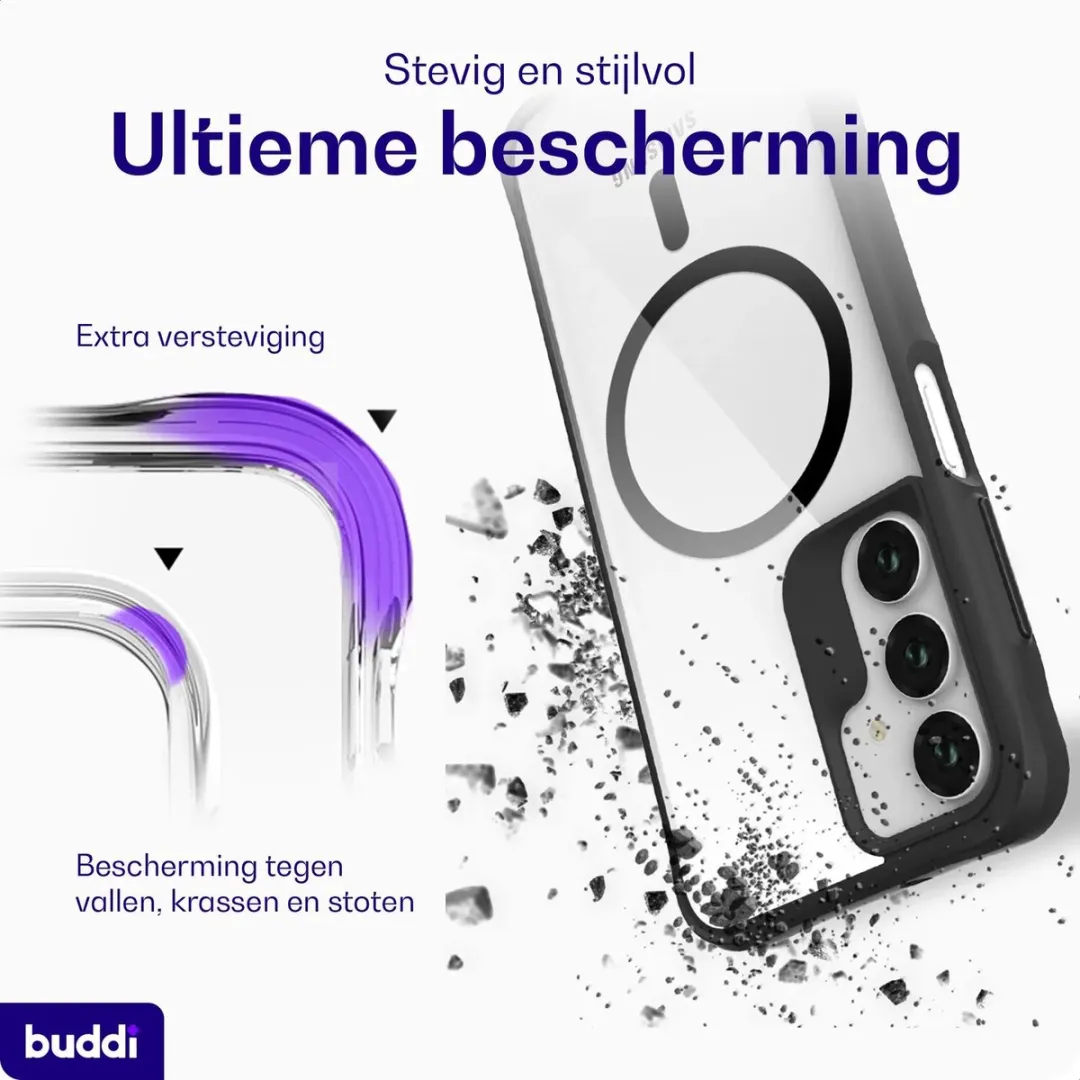 Buddi Hybrid Hoesje Samsung Galaxy A17 - MagSafe - Transparant Zwart