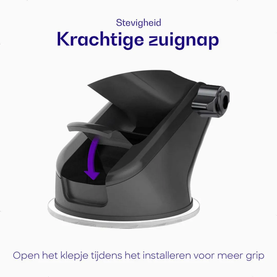 Buddi Way Universele Telefoonhouder Auto - 45W Autolader + 60W USB-C Kabel - Zwart/Grijs