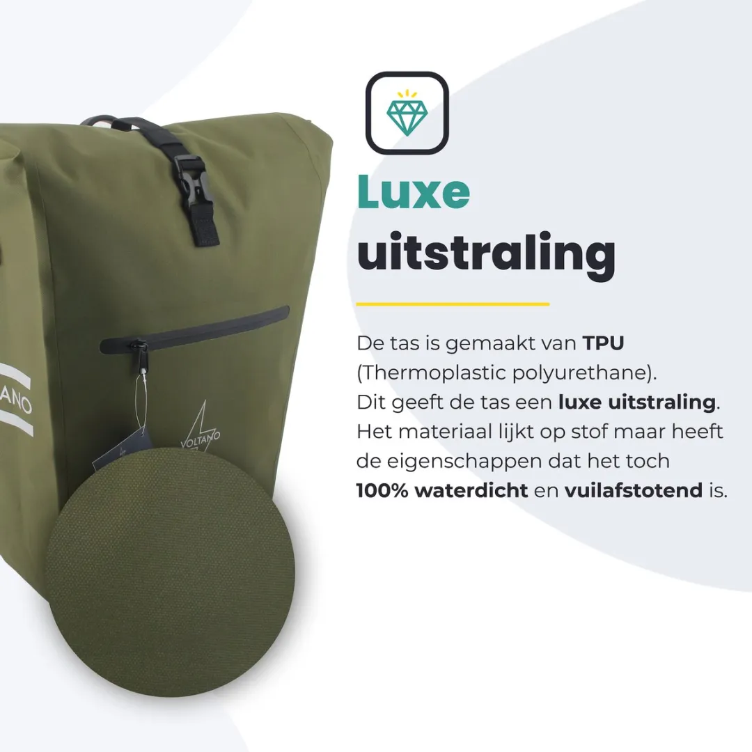 Voltano Luxe E-bike Fietstas 28L Mos Groen - Waterdicht
