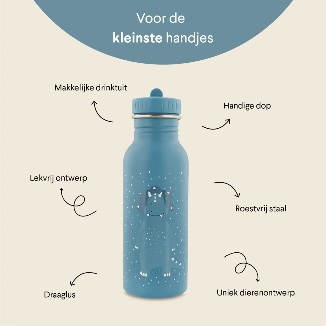Trixie Mr Triceratops RVS Waterfles 500ml - Blauw - 41-228