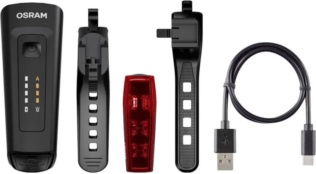 OSRAM RACE 80 SET Fietsverlichtingsset LED werkt op een accu Zwart