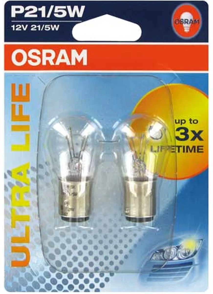 Osram Ultra Life Halogeenlampen BAY15D 12V/21-5W - 2 Stuks