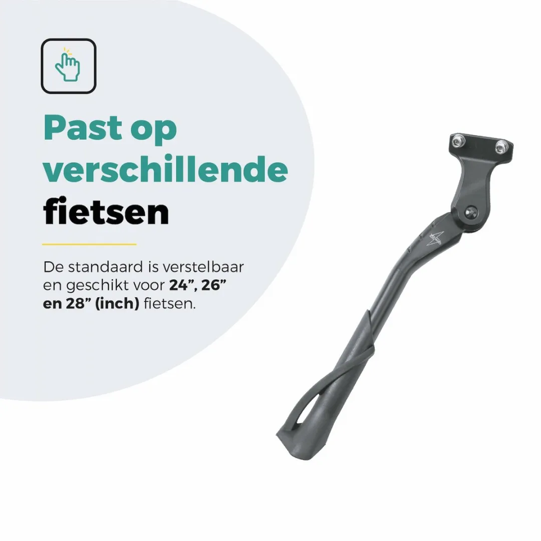 Voltano Enkele Fietsstandaard Verstelbaar 24-28" - 40mm Montage - Zwart - afbeelding 6 van 6