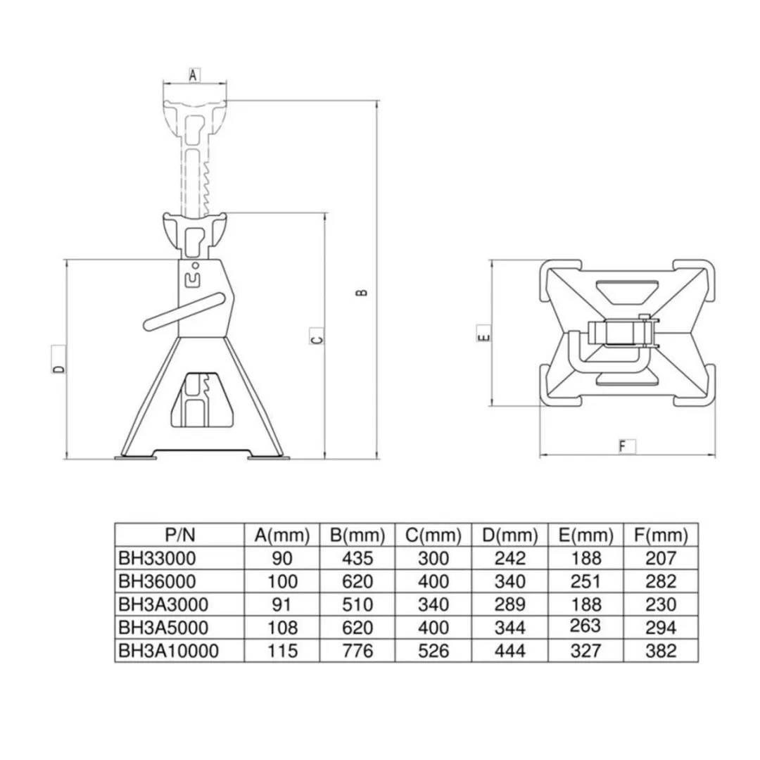Bahco BH3A3000 Automatische Assteun - 3000 kg - 2 Stuks