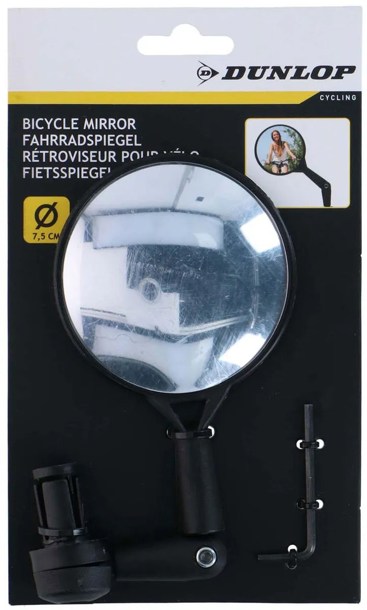Dunlop Fietsspiegel 1940194 - Ø7,5cm - Zwart