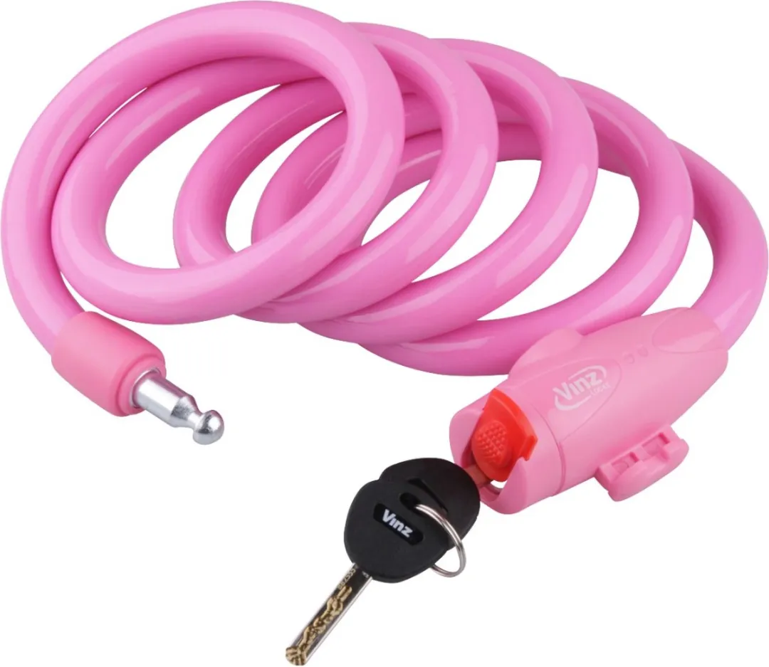 VINZ Musala Spiraal Kabelslot 15mm - 150cm Roze