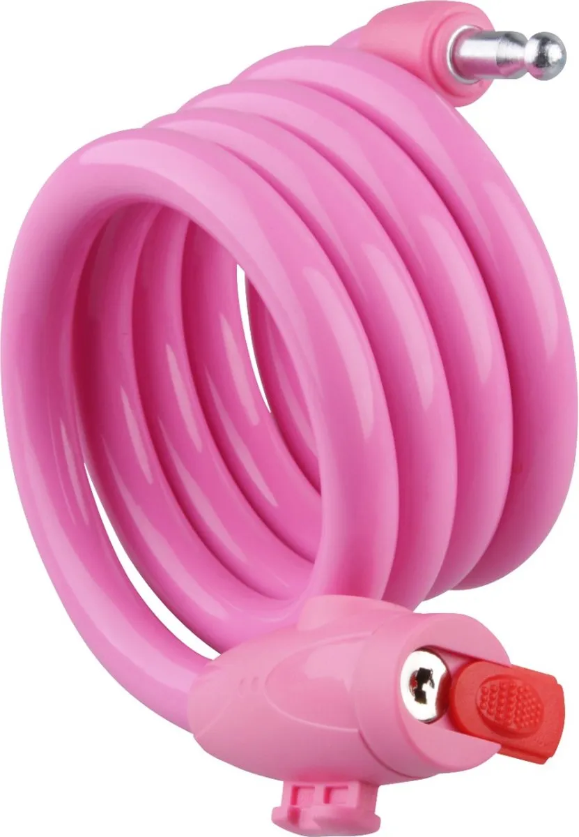 VINZ Musala Spiraal Kabelslot 15mm - 150cm Roze