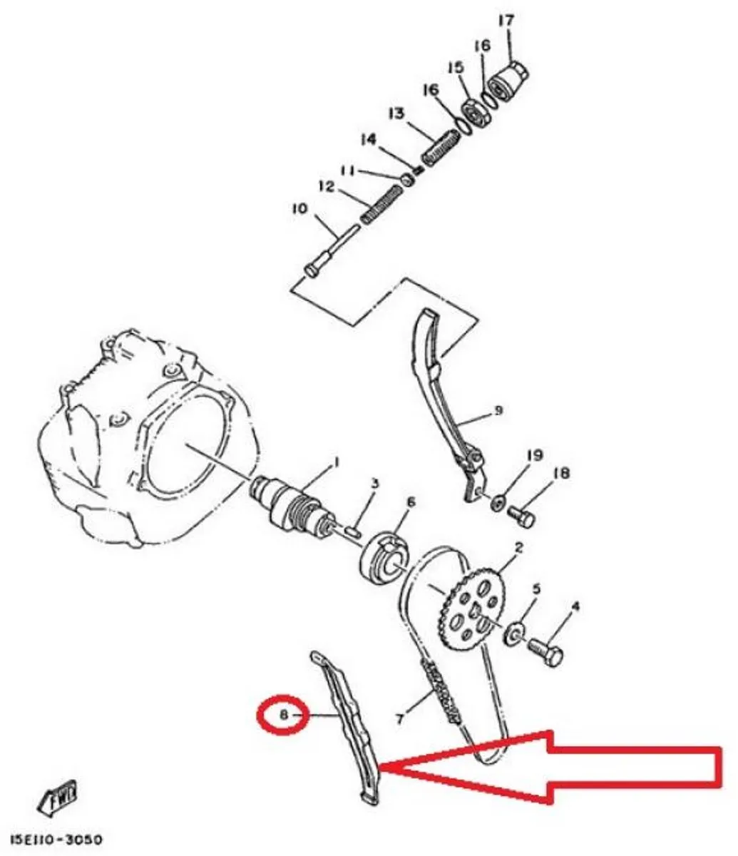 Yamaha 225 YFM Kettinggids 5H0-12231-01 - Zwart