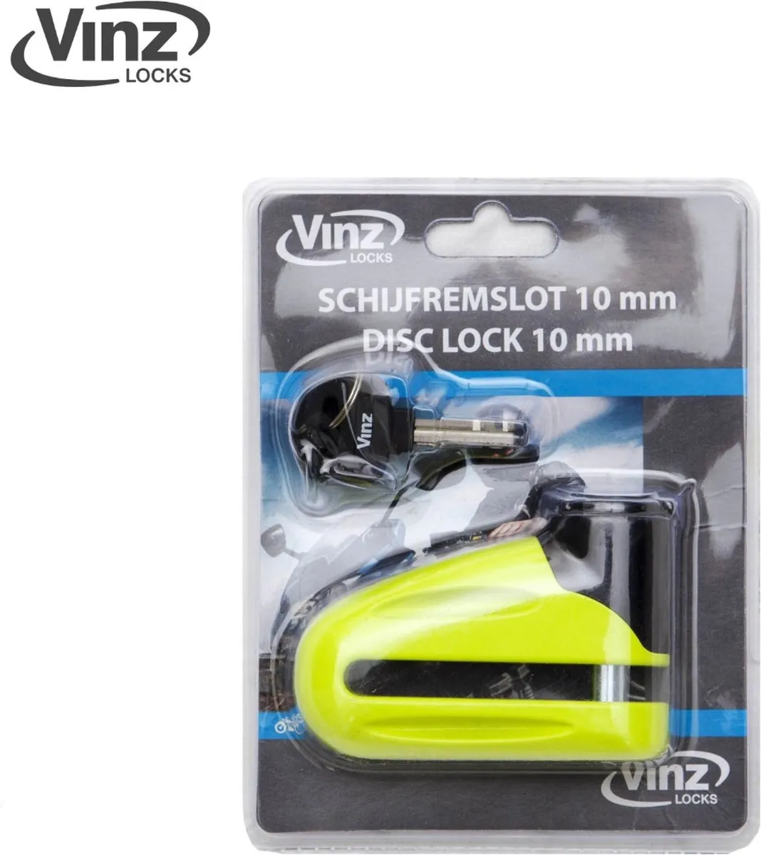 VINZ Eiger Schijfremslot 10mm - Geel