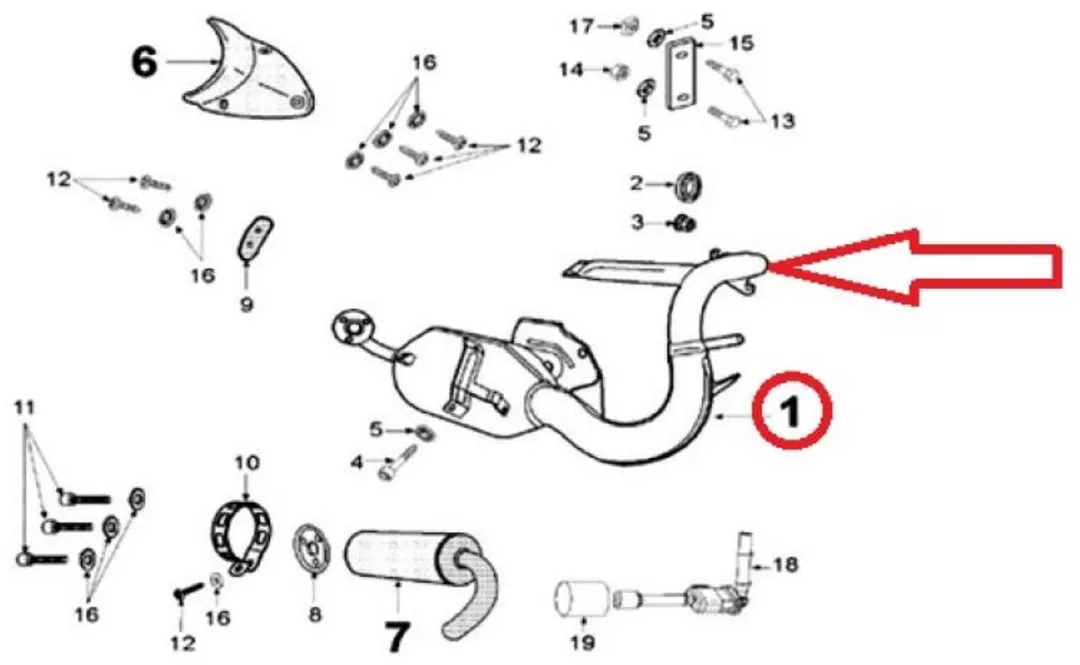 Peugeot 50 Speedfight 2 Uitlaat - 1mm - Zwart