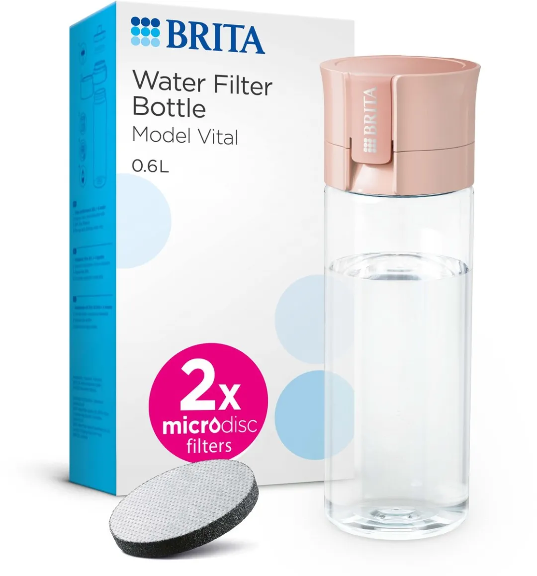 BRITA Vital Waterfilterfles 0,6L Abrikoos - 2x MicroDisc