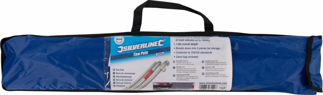 Silverline Verchroomde Sleeppaal 1800kg 1,8m 3-delig - Grijs