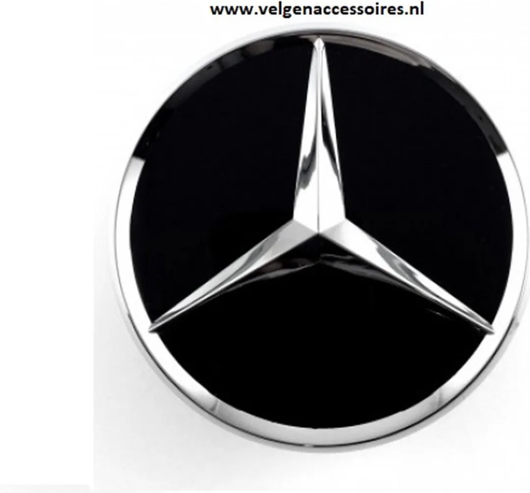 Mercedes-Benz Naafdoppen Glans Zwart 75mm - 4 Stuks